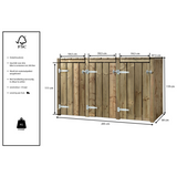 Container conversion Andre | Wheelie bin conversion triple | Container storage | Wood