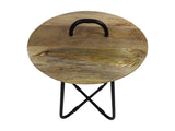 Side table with handle - ø45x55 - Natural/black - Mango wood/metal