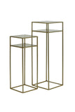 Pillar S/2 30x30x80+35x35x100 cm BILO light gold+glass brown