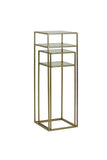 Pillar S/2 30x30x80+35x35x100 cm BILO light gold+glass brown