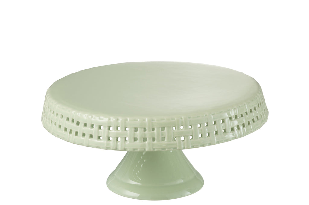 Cake Plate Ceramic Green Medium