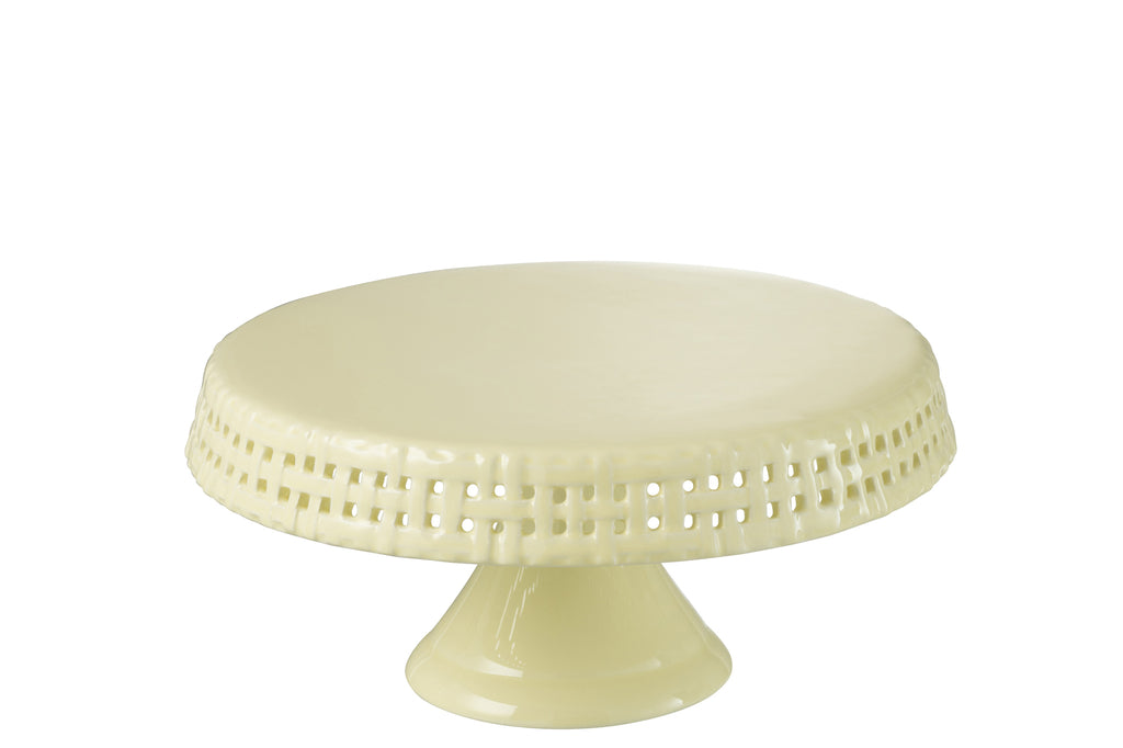 Cake Plate Ceramic Yellow Medium