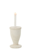 Candle Holder Wood White Large