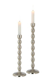 Candlestick Sphere Shiny Aluminium Silver Large