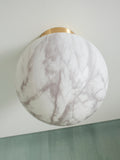 Ceiling lamp glass/iron Carrara globe dia. 22x26cm white marble print/gold - S