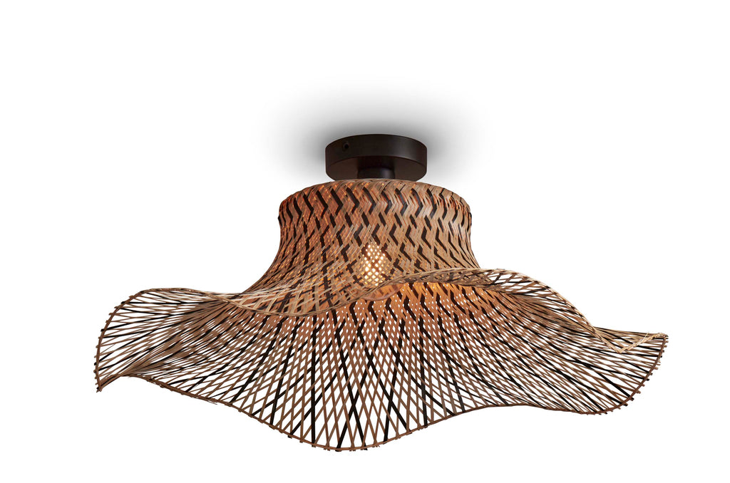 Ceiling lamp Ibiza bamboo wavy dia.65xh.20cm black/natural - L