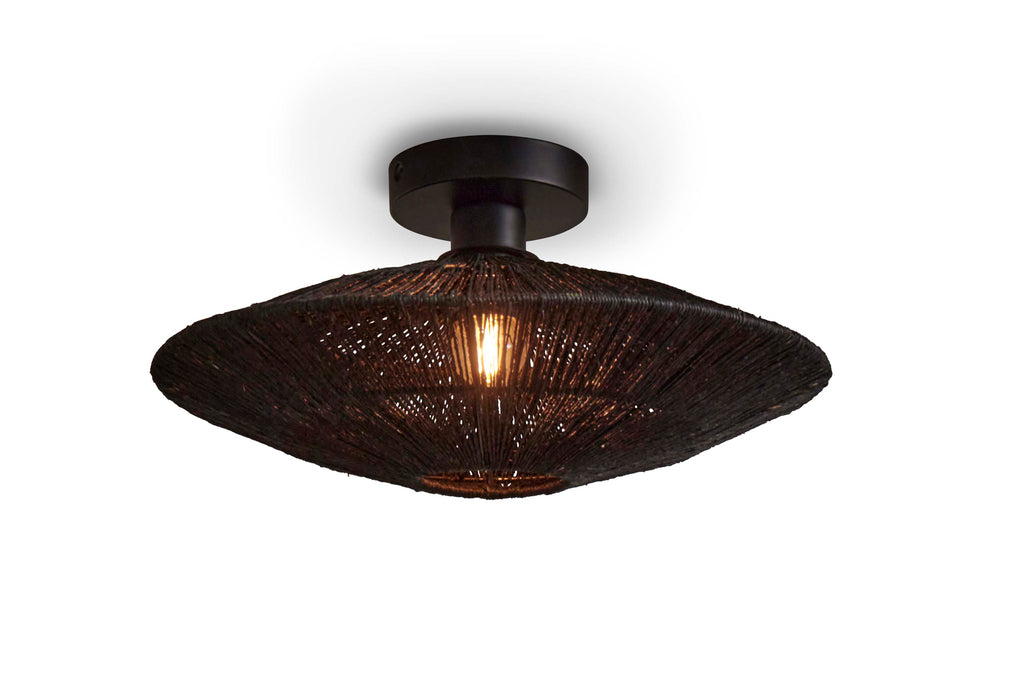 Ceiling lamp Iguazu jute/flat S dia.40xh.12cm - black