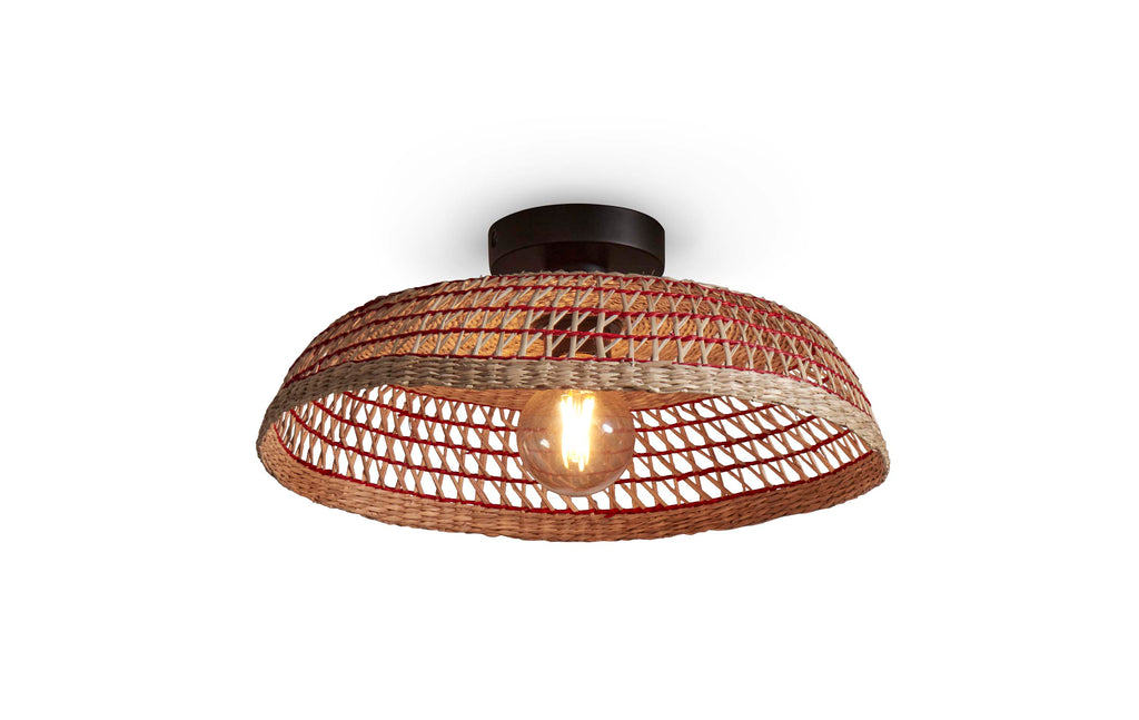 Ceiling lamp Pantanal seagrass dia.45xh.9cm - natural/red