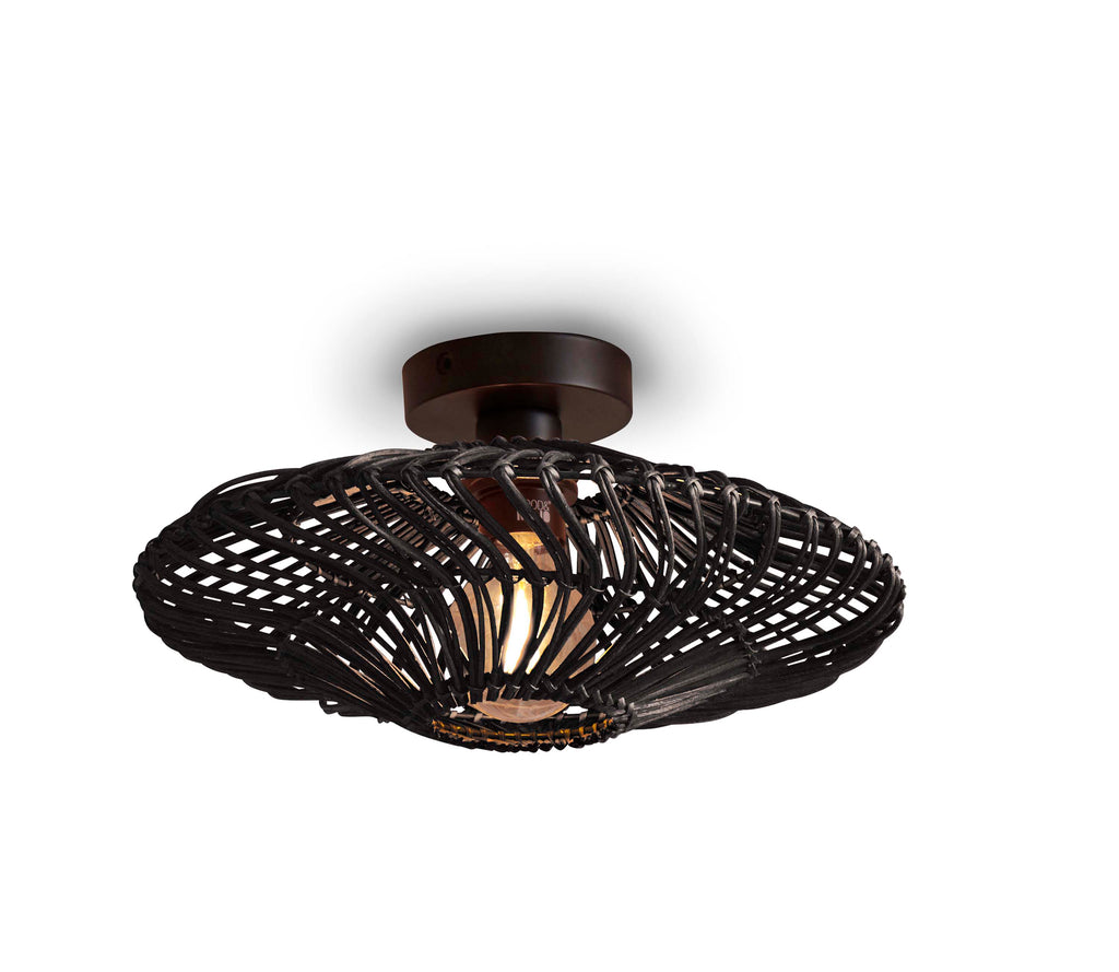 Ceiling lamp Zanzibar S rattan/flat dia.40xh.12cm - black