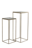 Pillar S/2 33x33x80+38x38x100 cm CHISA wood black-ant bronze