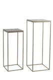 Pillar S/2 33x33x80+38x38x100 cm CHISA wood black-ant bronze