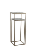 Pillar S/2 33x33x80+38x38x100 cm CHISA wood black-ant bronze