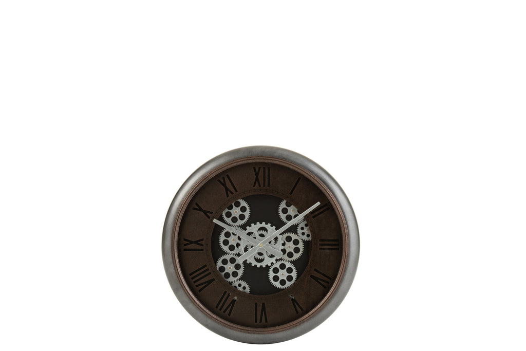 Clock Radars Roman Numerals Metal Brown/Silver