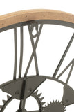 Clock Roman Numerals Wheels Metal/Wood Black Small