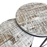 William - Bijzettafel 2er Set - oud hout - metaal - 58/43x46/39 cm