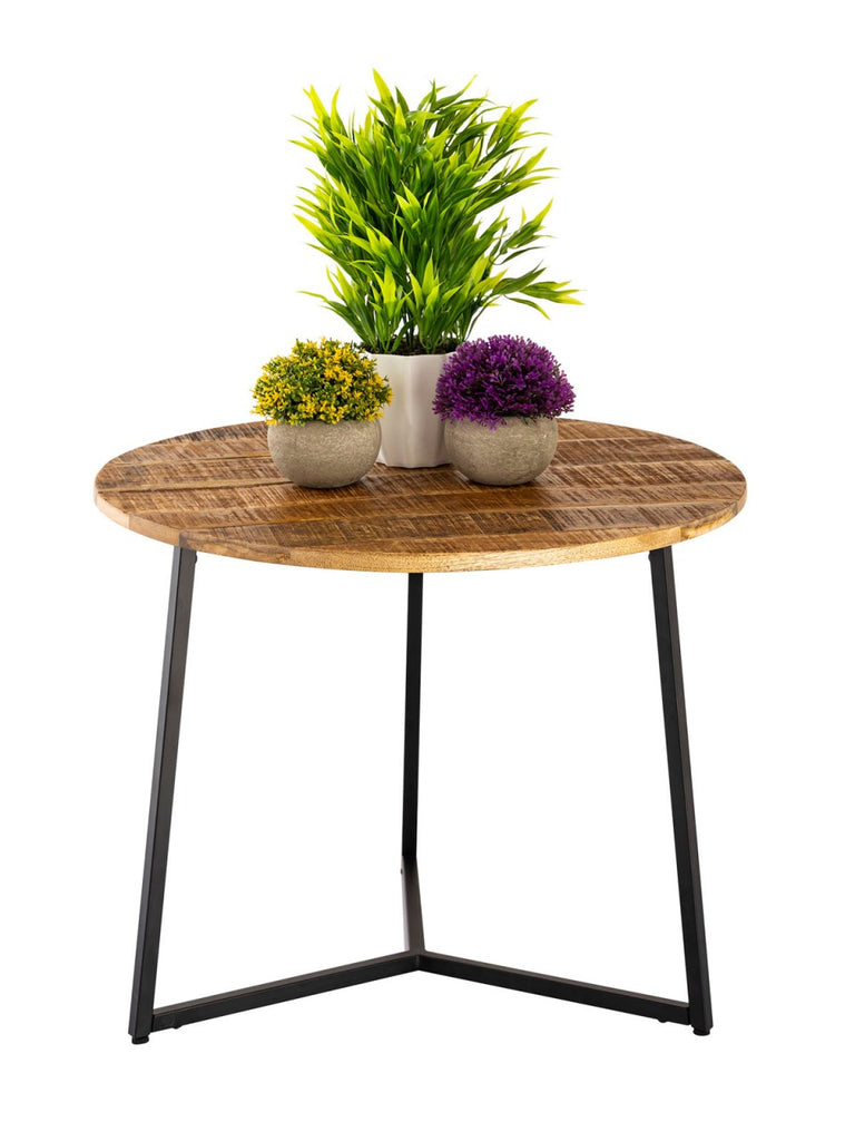 Isabella - salontafel - zwart - massief mangohout en metaal - ø 56cm