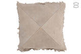 Cushion Cross Square Leather Beige