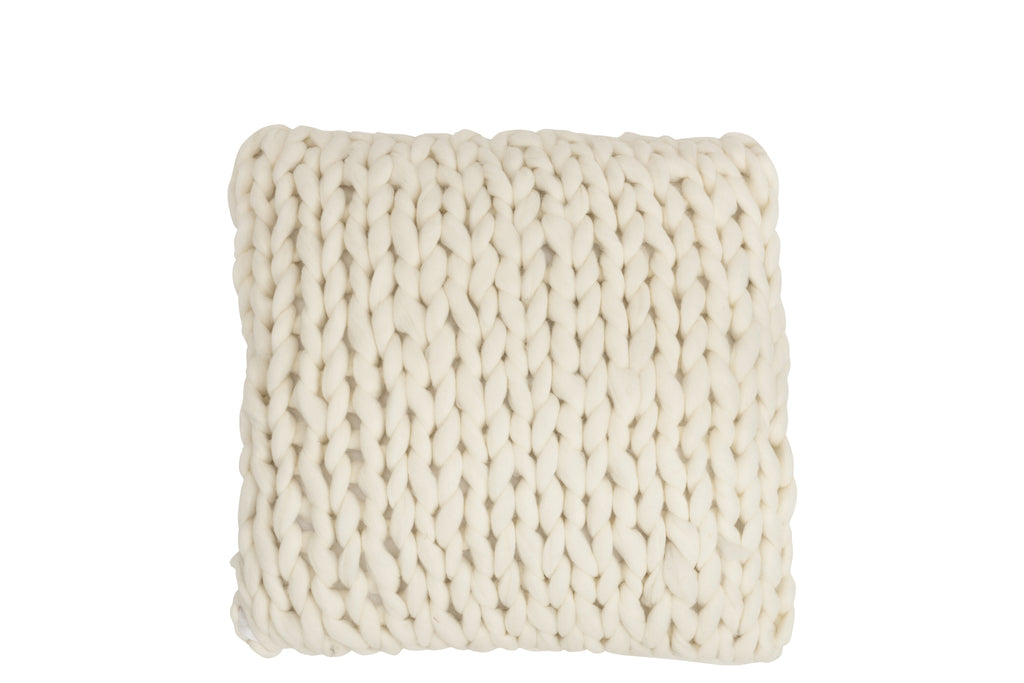 Cushion Knitted Square Acrylic White