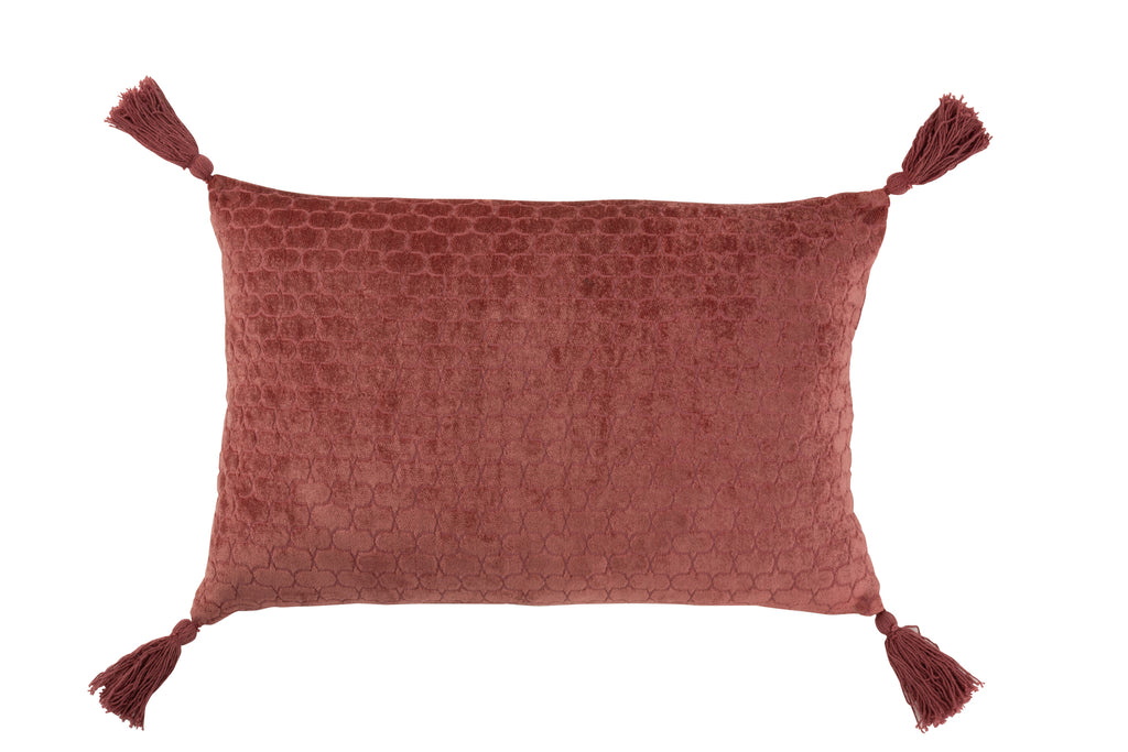Cushion Pattern Rectangle Cotton Terracotta Red