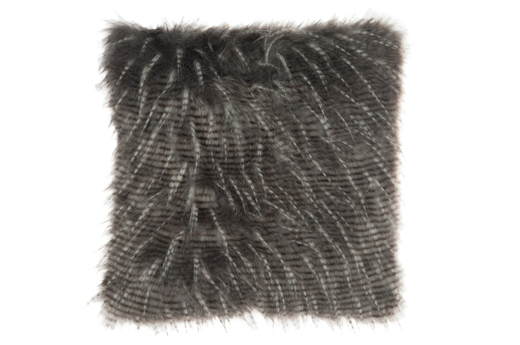 Cushion Thick Stripes Fake Fur White/Grey
