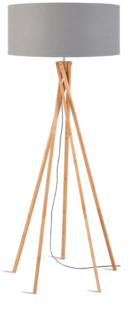 Floor lamp bamboo 5-legs Kilimanjaro h.160cm/shade 60x30cm - eco linen light grey