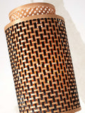 Floor lamp Bhutan bamboo black h.145cm/shade 18x35cm bl/nat.