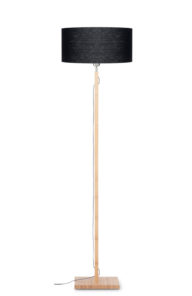 Floor lamp Fuji bamboo h.167cm/shade 47x23cm eco linen - black