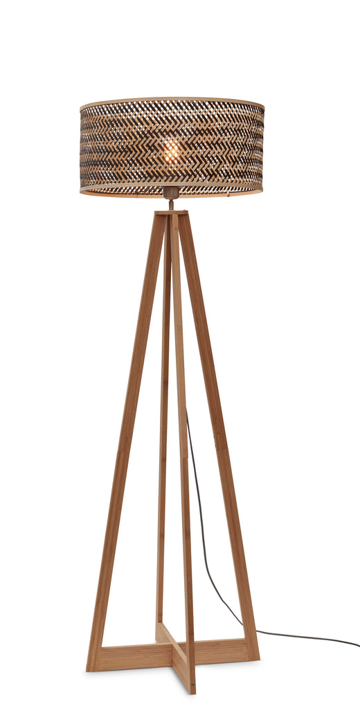 Floor lamp Java 4-legs bamboo nat. h.145cm/shade dia.50xh.22cm - bl/nat.