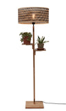 Floor lamp Java shelves bamboo nat. h.158cm/shade dia.50xh.22cm - bl/nat.