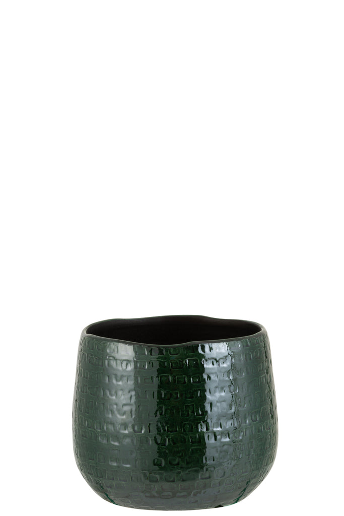 Flowerpot Pattern Ceramic Green Medium