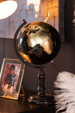 Globe On Foot Wood Black/Gold Medium