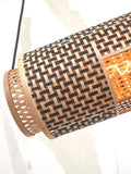 Hanging lamp Bhutan bamboo cylinder 85x18cm - black/natural