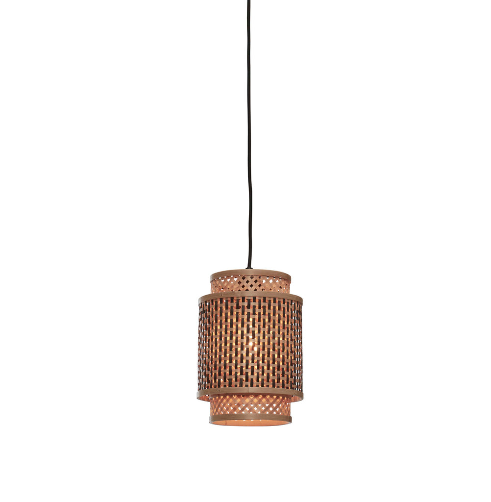 Hanging lamp Bhutan bamboo/shade dia.18xh.25cm bl/nat. - S