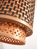 Hanging lamp Bhutan bamboo/shade dia.18xh.25cm bl/nat. - S