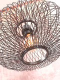 Hanging lamp Cango bamboo ellipse S dia.40x20cm - black