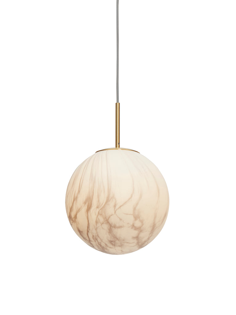 Hanging lamp glass/iron Carrara globe dia. 28x42cm white marble print/gold - L