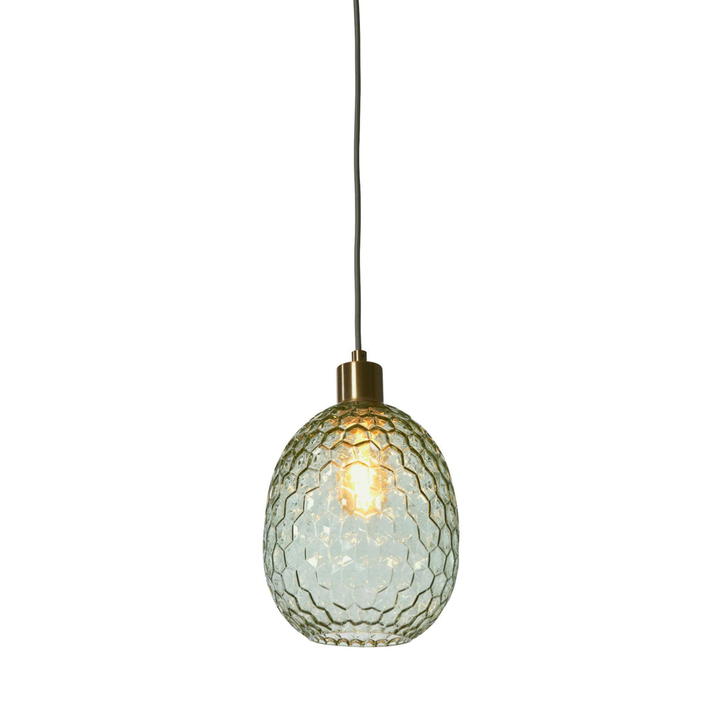 Hanging lamp glass Venice oval - green