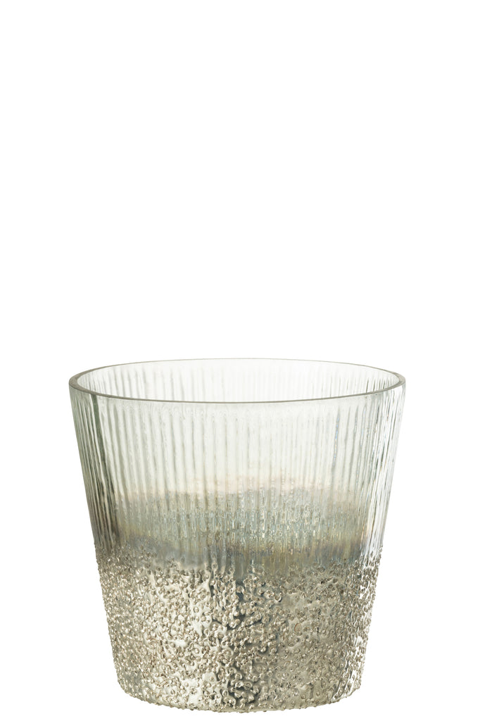 Hurricane Ribbed Glass Silver/Trans Large