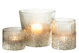 Hurricane Ribbed Glass Silver/Trans Large