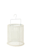 Lantern Hanging Cylinder Metal/Polyester White Small