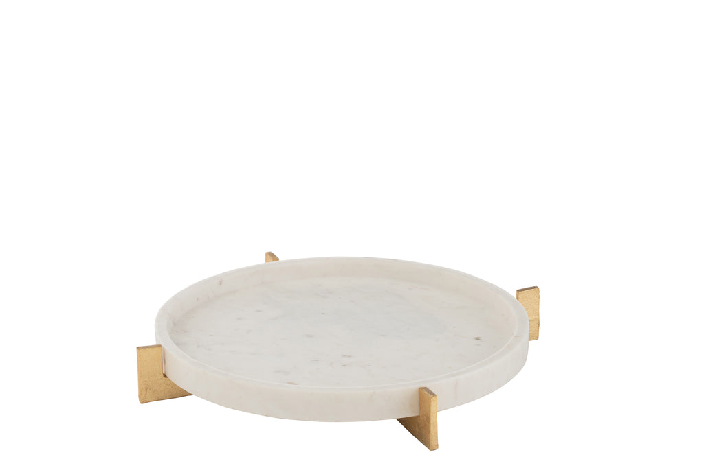 Marble Tray Metal Base Grey/Champagne