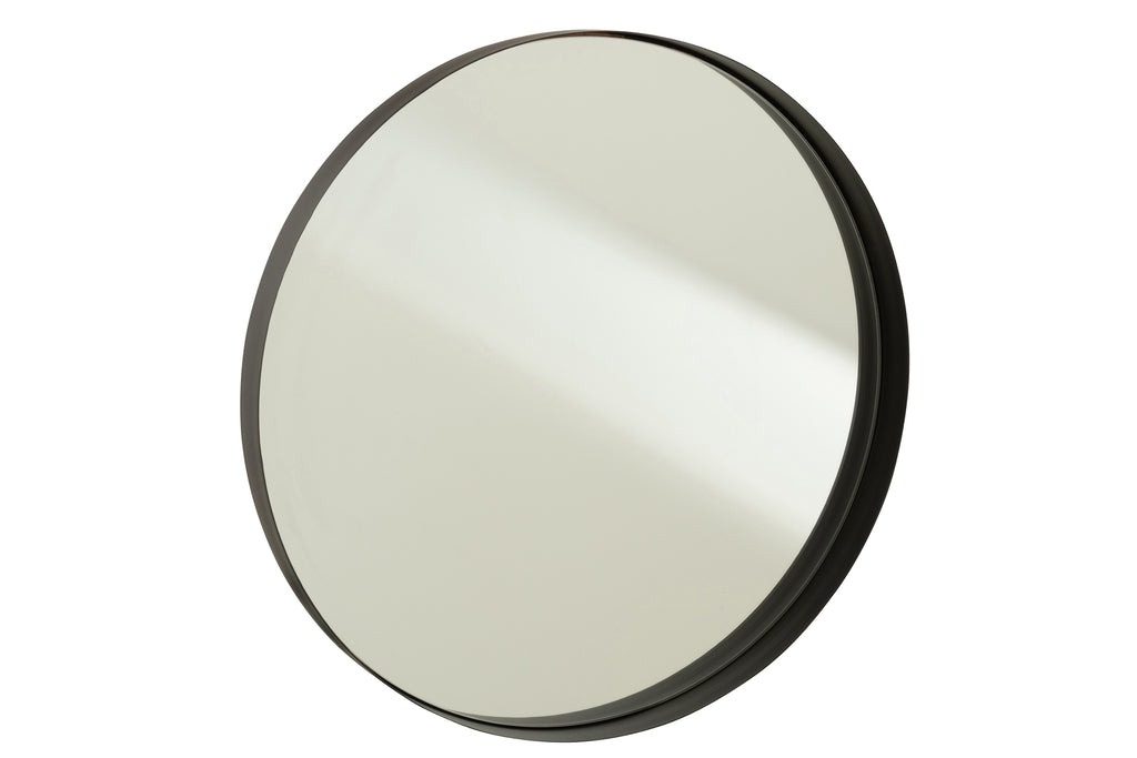 Mirror Round Border Metal Black Large