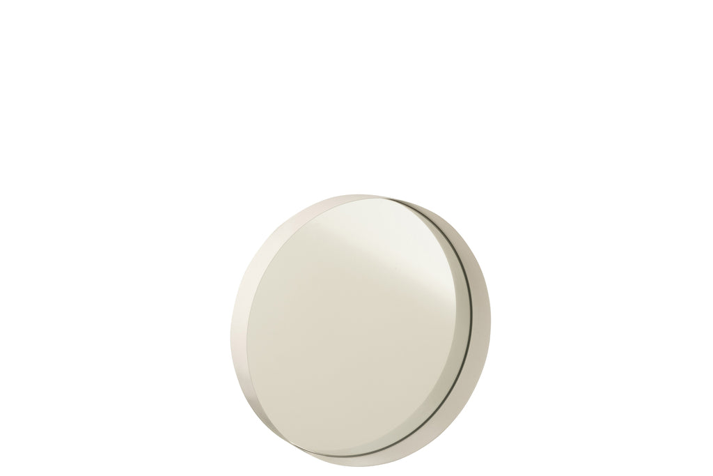 Mirror Round Border Metal White Small