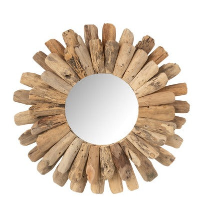 Mirror Round Driftwood Natural Small