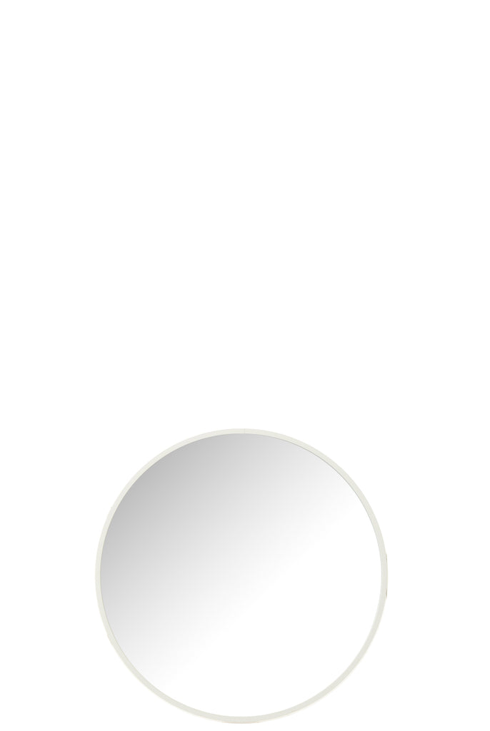 Mirror Round Glass/Metal White Small