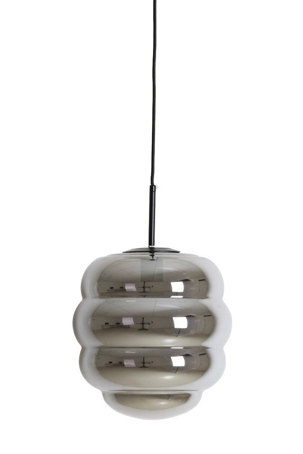 Hanging lamp 30x37 cm MISTY smoked glass+matt black