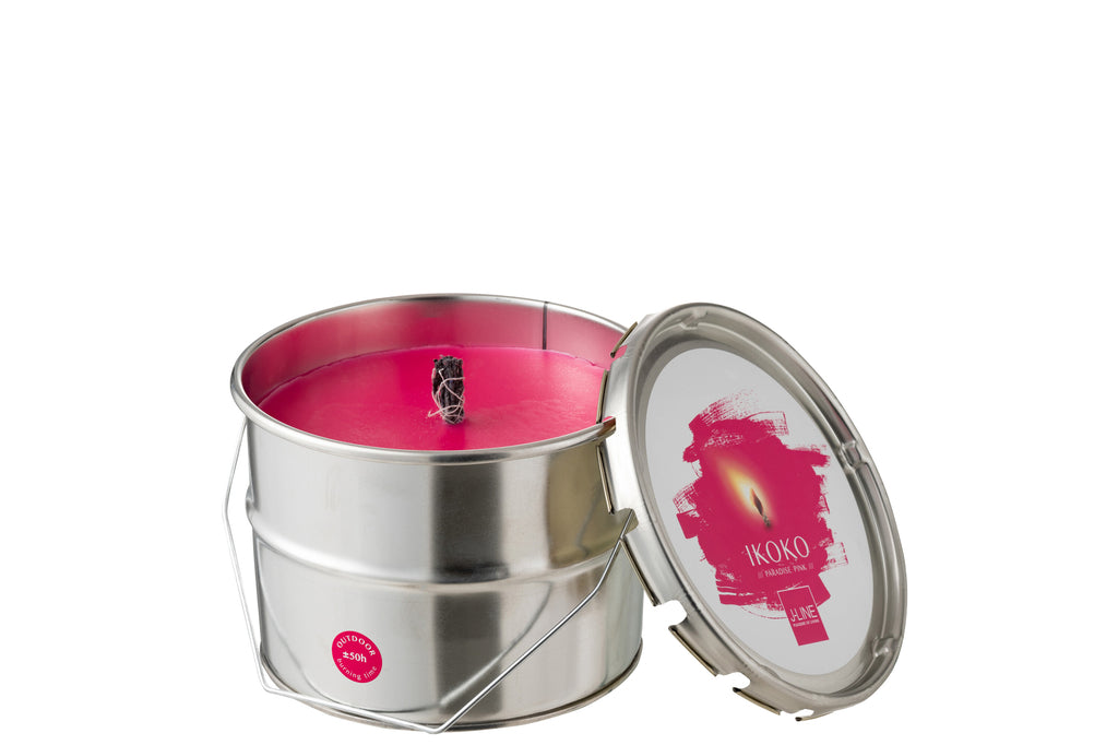 Outdoors Candle Paint Ikoko Pot Metal/Wax Fuchsia Small 50H