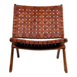 Bos - Klappstuhl - Braun - Teak und Leder - 40x40x50 cm