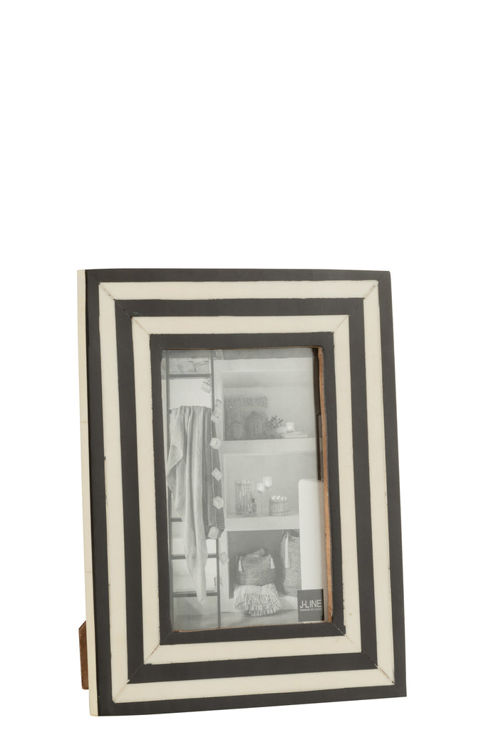 Photoframe Rectangle Flat Lines Resin Black/White Small