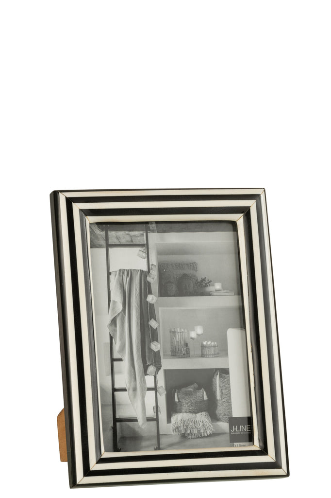 Photoframe Rectangle Lines Resin Black/White Large